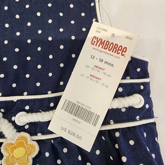 Gymboree Polka Dot Navy Romper 12-18 mos NWT - Picture 4 of 4